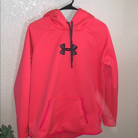 hot pink and camo under armour hoodie